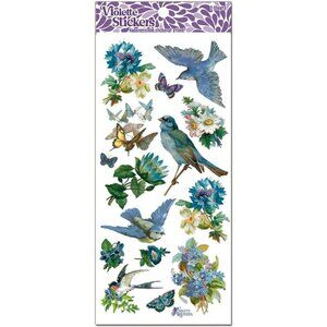 3 for $15‎ - Bluebirds & Blue Flowers Stickers - 2 Sticker Sheets for Scrapbooks